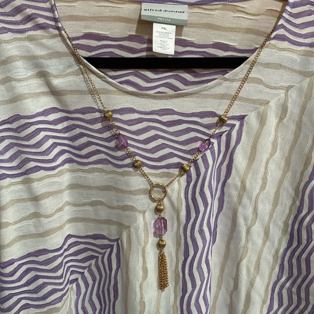 Alfred Dunner Women's Garden Party Spliced Stripe Texture Top size PXL - Picture 2 of 12